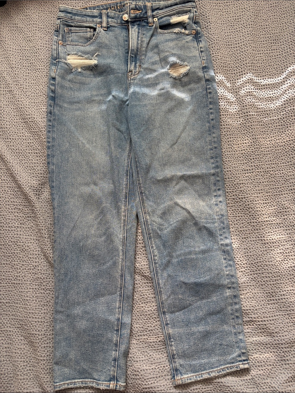 American Eagle Outfitters Light Blue Mom Jean Distressed Jeans